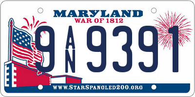 MD license plate 9AN9391