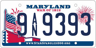 MD license plate 9AN9393
