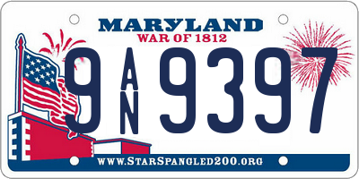 MD license plate 9AN9397