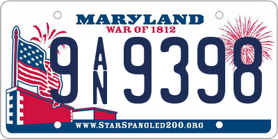 MD license plate 9AN9398