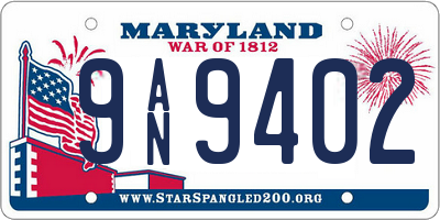 MD license plate 9AN9402