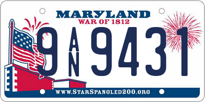 MD license plate 9AN9431