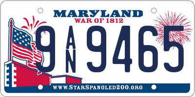MD license plate 9AN9465