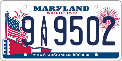 MD license plate 9AN9502