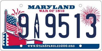 MD license plate 9AN9513
