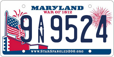 MD license plate 9AN9524