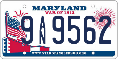 MD license plate 9AN9562