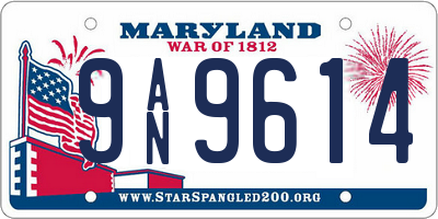 MD license plate 9AN9614
