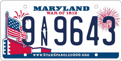 MD license plate 9AN9643