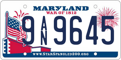 MD license plate 9AN9645