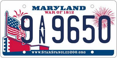 MD license plate 9AN9650