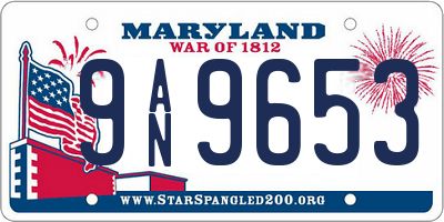 MD license plate 9AN9653