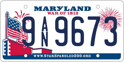 MD license plate 9AN9673