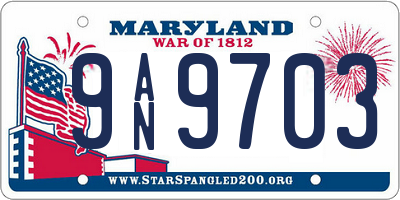MD license plate 9AN9703