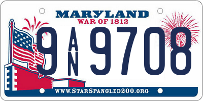 MD license plate 9AN9708