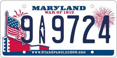 MD license plate 9AN9724