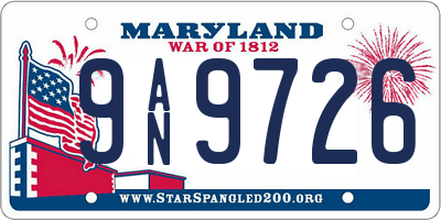 MD license plate 9AN9726