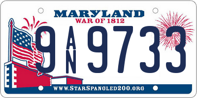 MD license plate 9AN9733