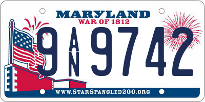 MD license plate 9AN9742