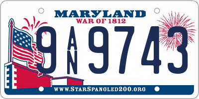MD license plate 9AN9743