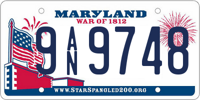 MD license plate 9AN9748