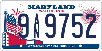 MD license plate 9AN9752