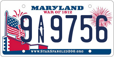 MD license plate 9AN9756