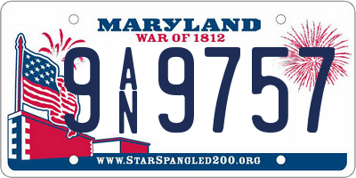 MD license plate 9AN9757