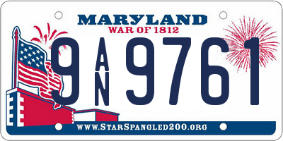 MD license plate 9AN9761
