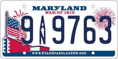MD license plate 9AN9763