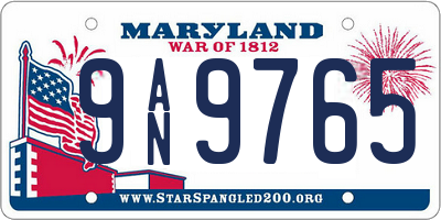 MD license plate 9AN9765
