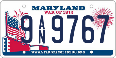 MD license plate 9AN9767