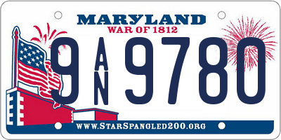 MD license plate 9AN9780