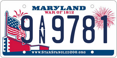 MD license plate 9AN9781