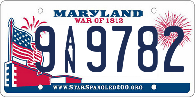 MD license plate 9AN9782