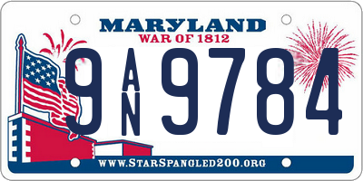 MD license plate 9AN9784