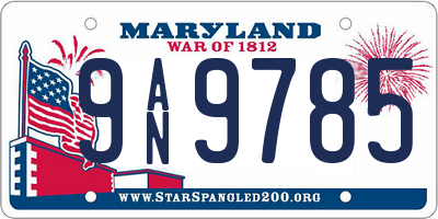 MD license plate 9AN9785