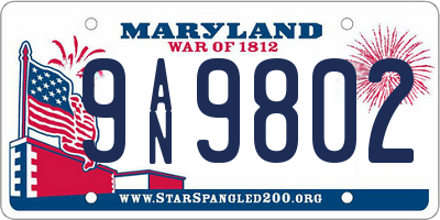 MD license plate 9AN9802