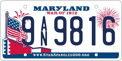 MD license plate 9AN9816