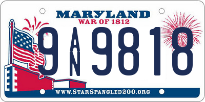MD license plate 9AN9818