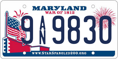 MD license plate 9AN9830