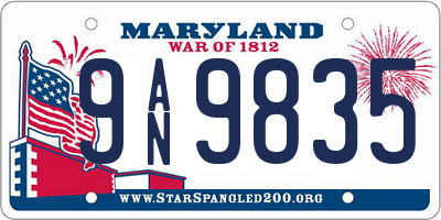 MD license plate 9AN9835