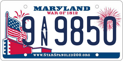 MD license plate 9AN9850