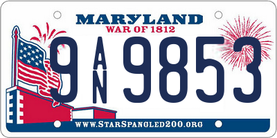 MD license plate 9AN9853
