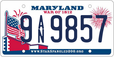 MD license plate 9AN9857
