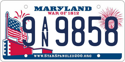 MD license plate 9AN9858