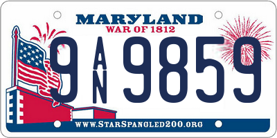 MD license plate 9AN9859