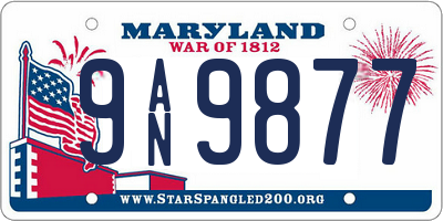 MD license plate 9AN9877