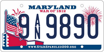 MD license plate 9AN9890