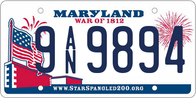 MD license plate 9AN9894
